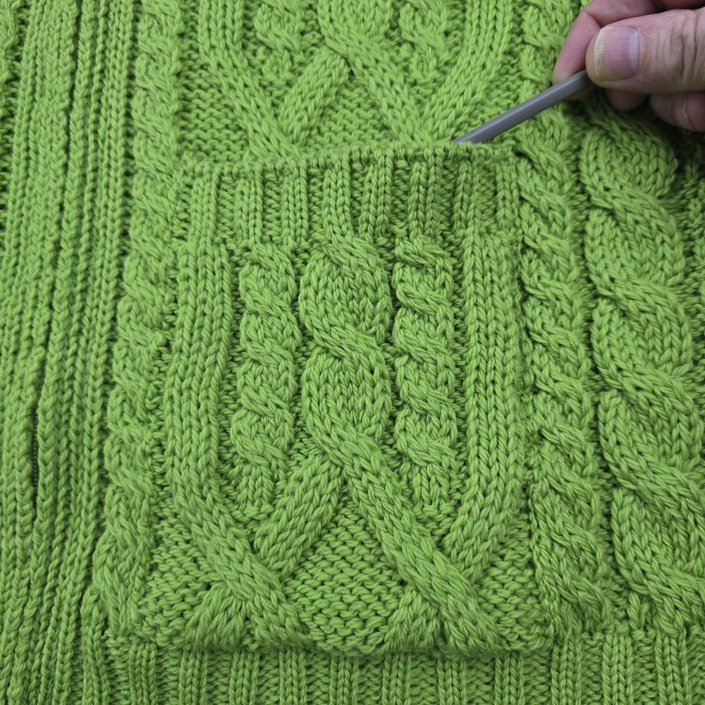 Aran Crafts‎ Irish Merino Wool Zip Cardigan Womens NWT L Green Cable Knit - Picture 7 of 11